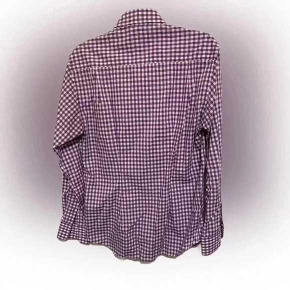 Paul & shark classic stylish button down check purple long sleeve dress shirt 38 - Picture 2 of 3
